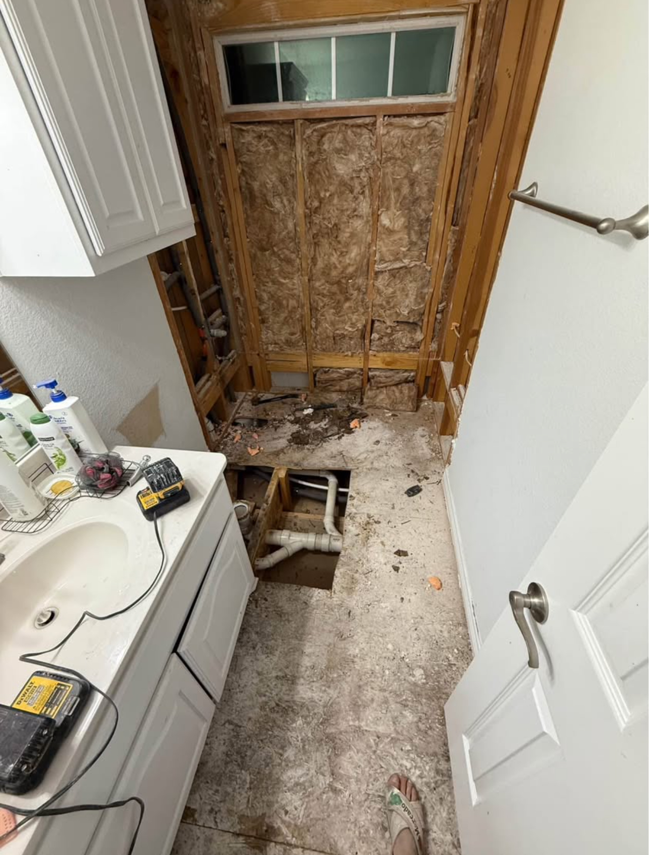 Bathroom demo plumbing rough in