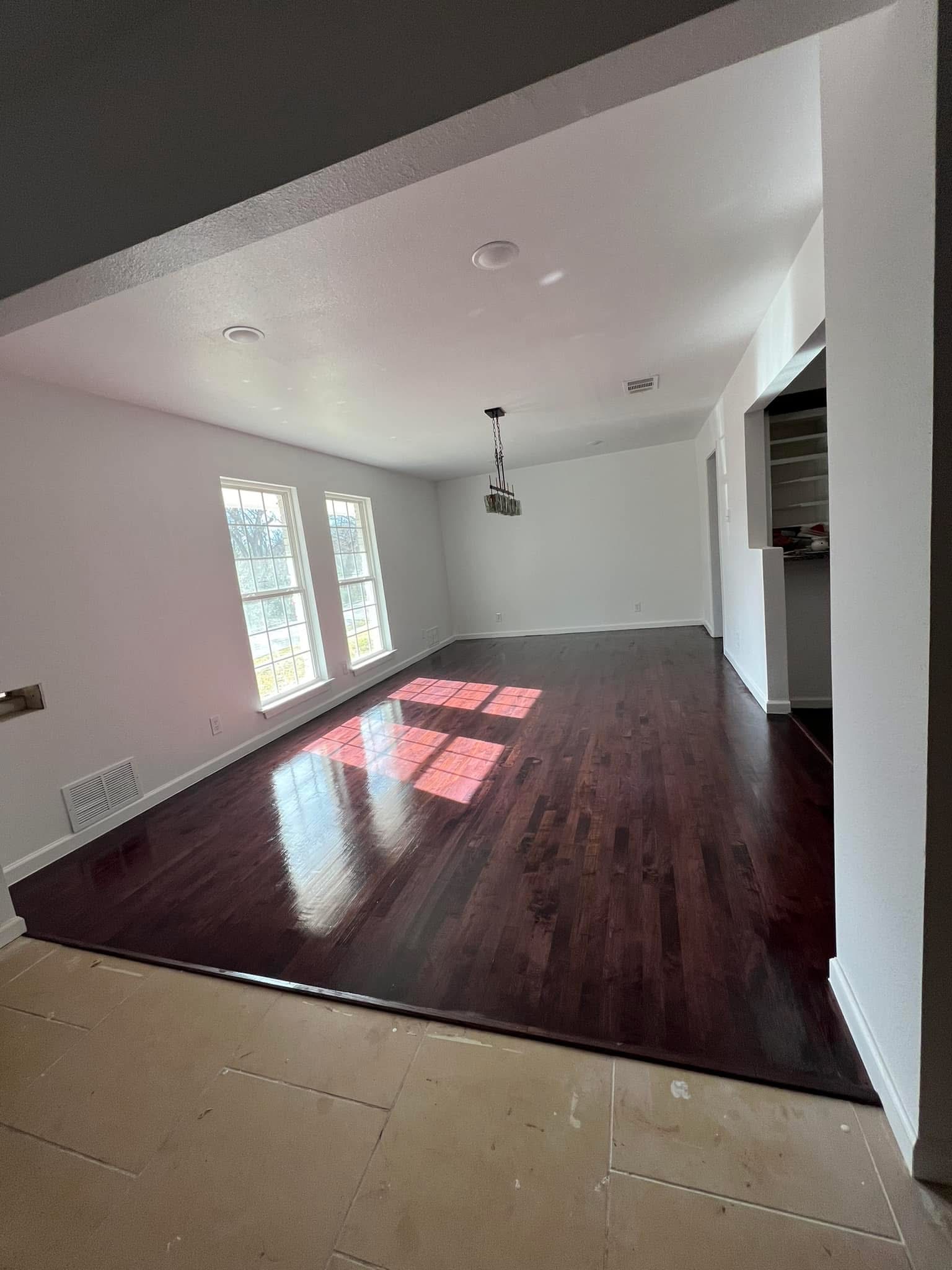 Hardwood floor refinish dark cherry