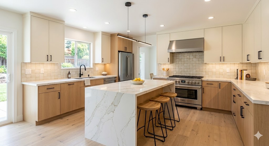 Kitchen after cream and wood