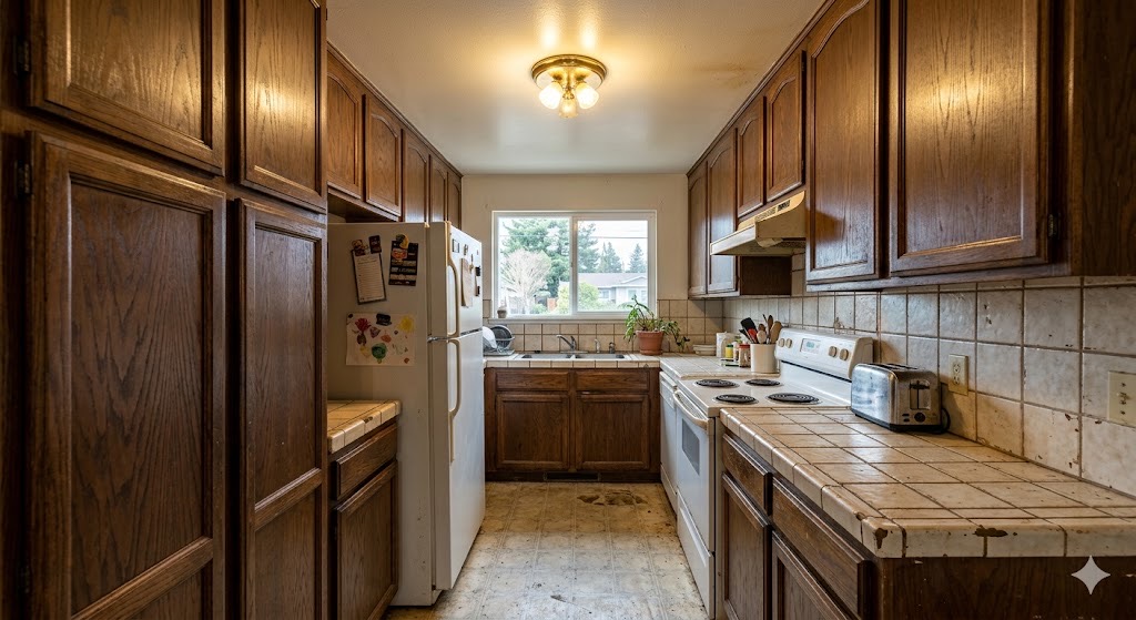 Kitchen before dark cabinets