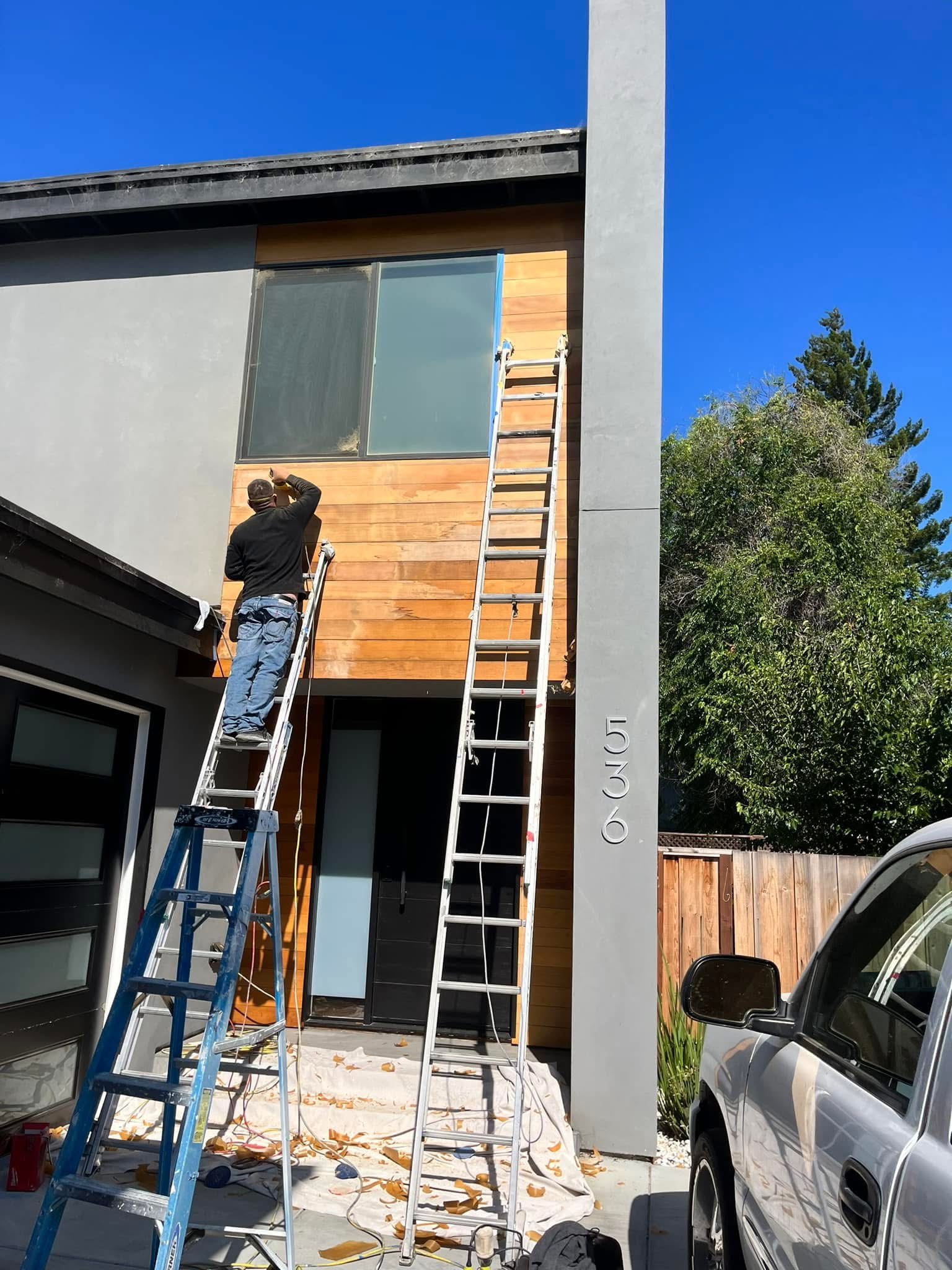 Cedar siding finished modern facade