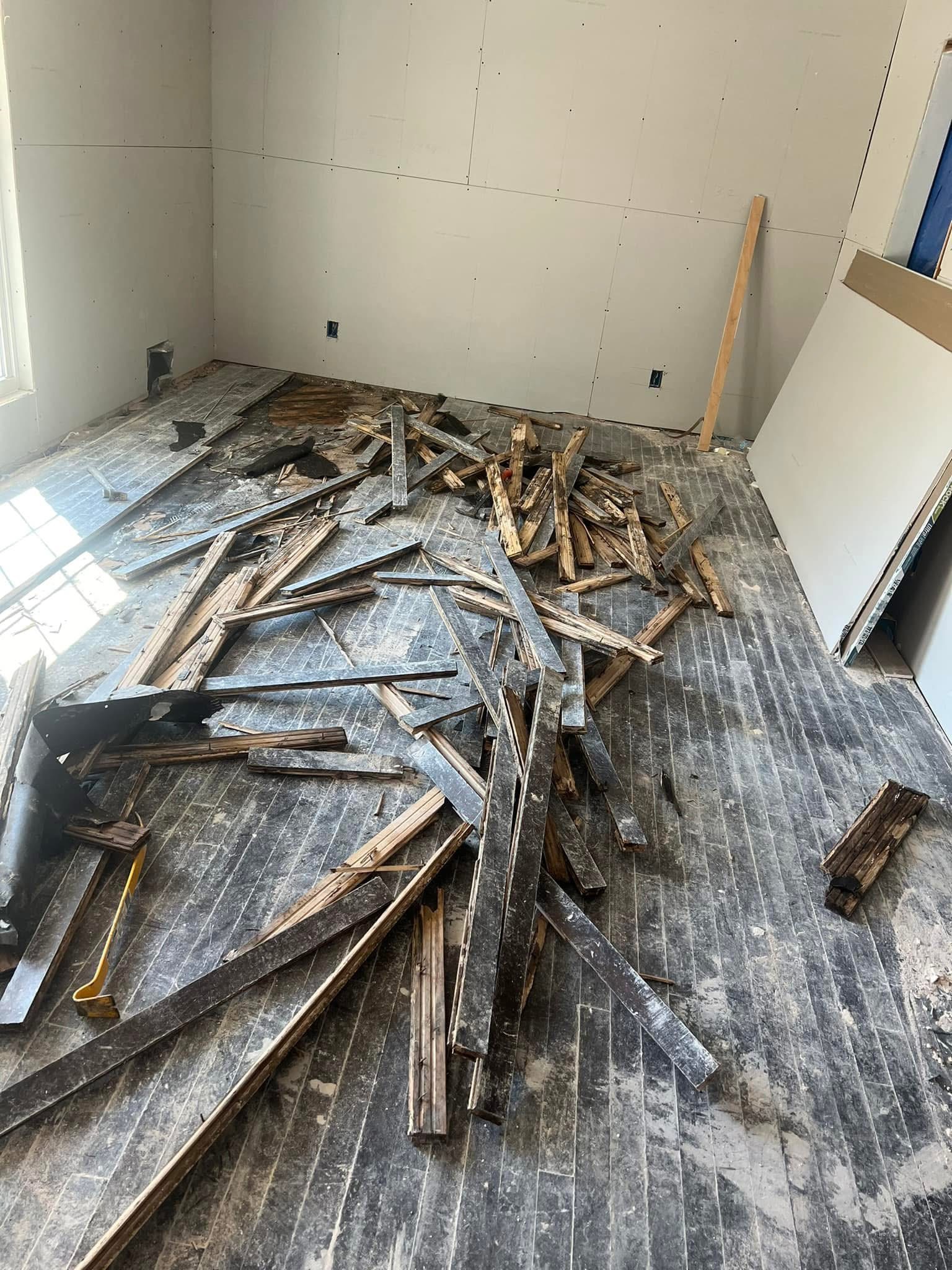 Hardwood floor demo before install